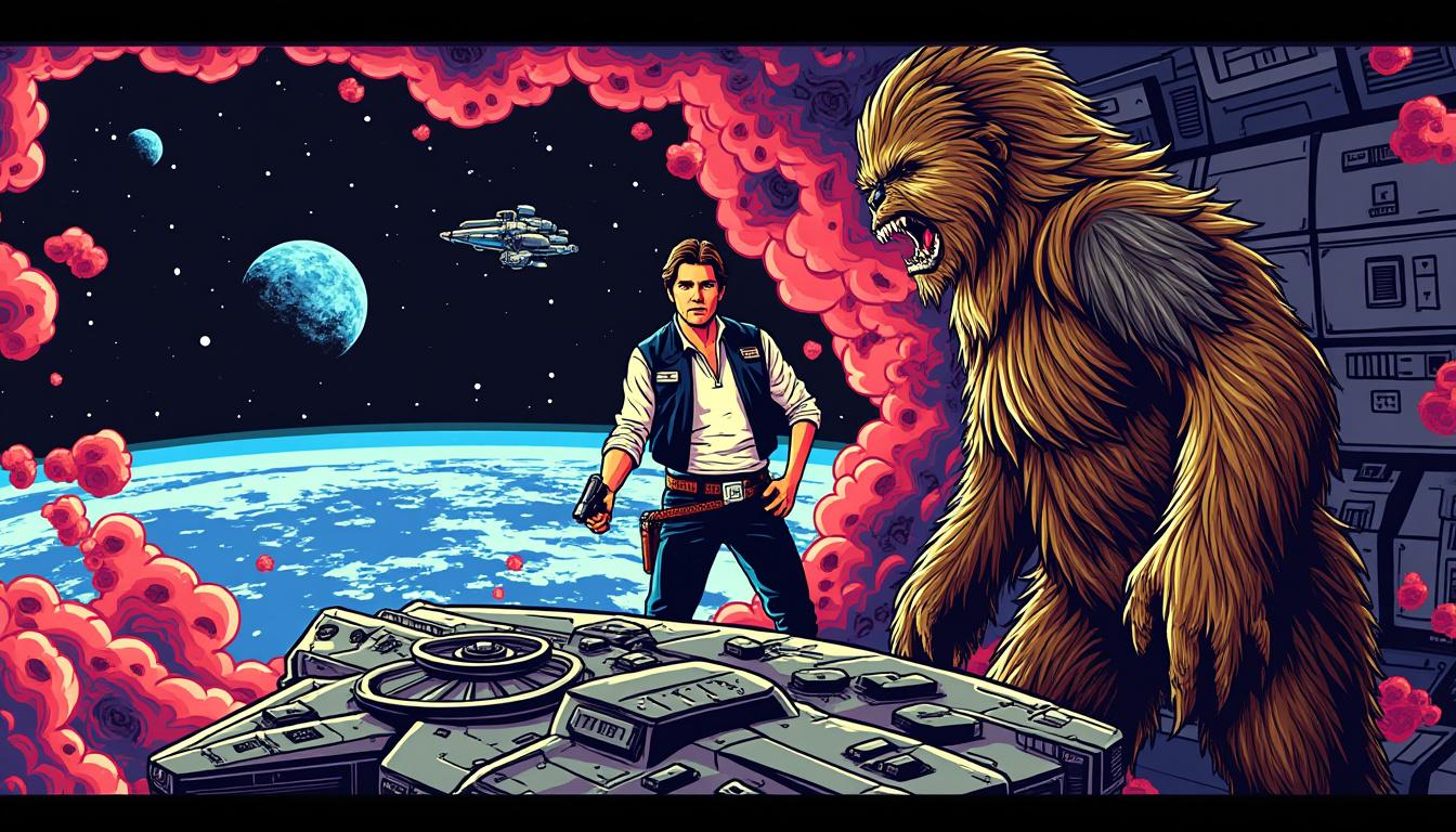 discover the thrilling conclusion in han solo: hunt for the falcon #3, featuring an epic showdown between han and chewie during their adventurous journey to jakku. read our detailed review now!