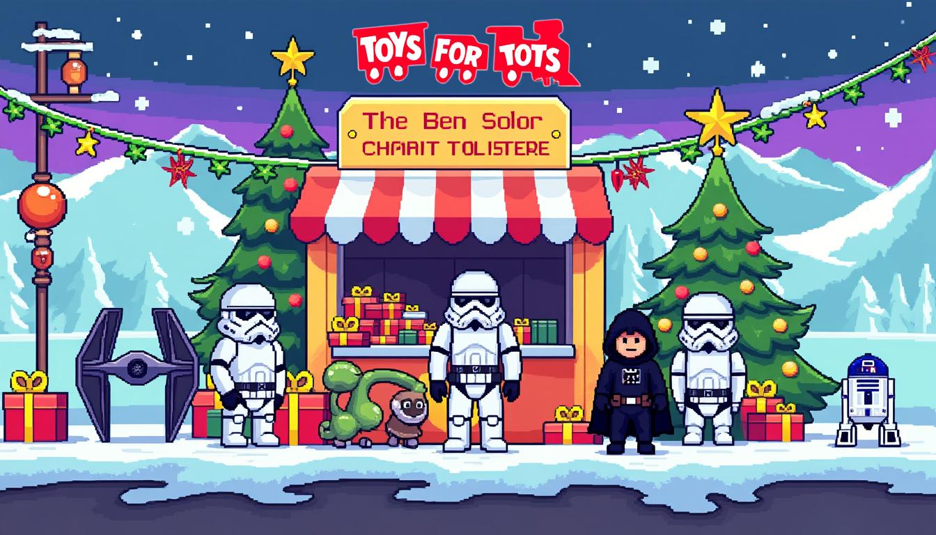 join &#039;the hunt for ben solo&#039; fan initiative as it launches a toys for tots charity drive, spreading holiday joy and supporting children in need.