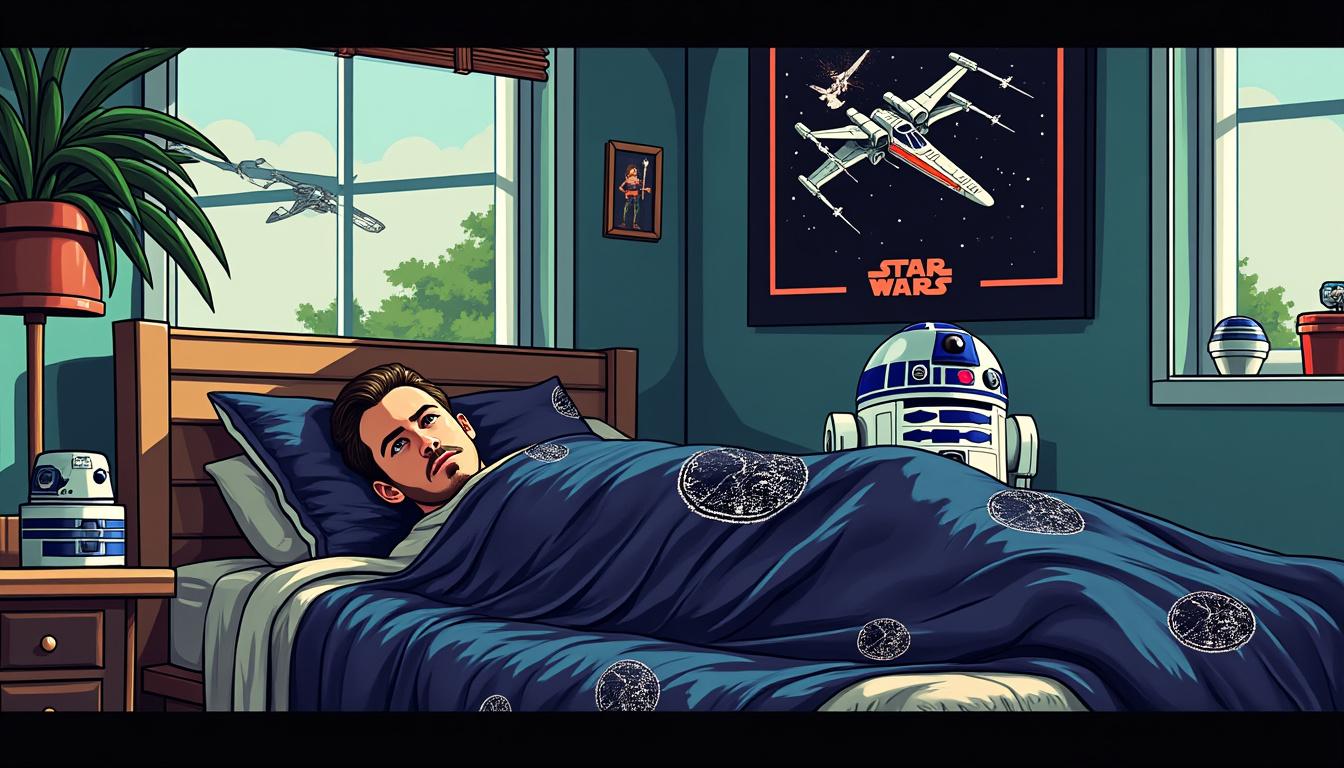 discover how ryan gosling missed tom cruise’s set visit during the filming of 'starfighter' and wrapped himself in childhood 'star wars' sheets for comfort.