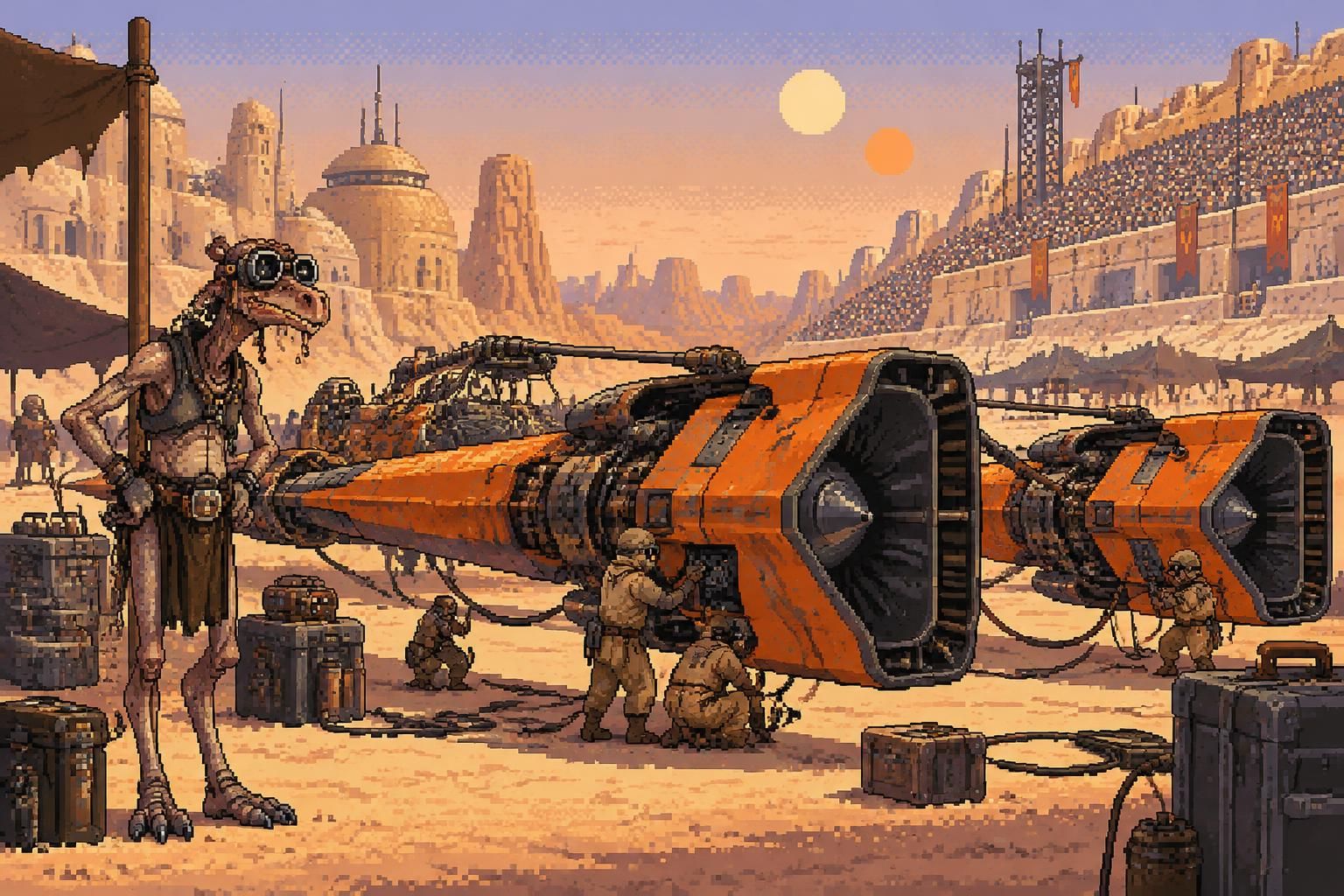 discover sebulba, the ruthless dug podracer whose cunning tactics and fierce ambition made him a dominant force in the boonta eve classic.